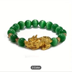 Green and Gold Beaded Bracelet